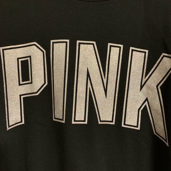 VS PINK GLITTER BLING BLACK PULLOVER NWT - Picture 3 of 5